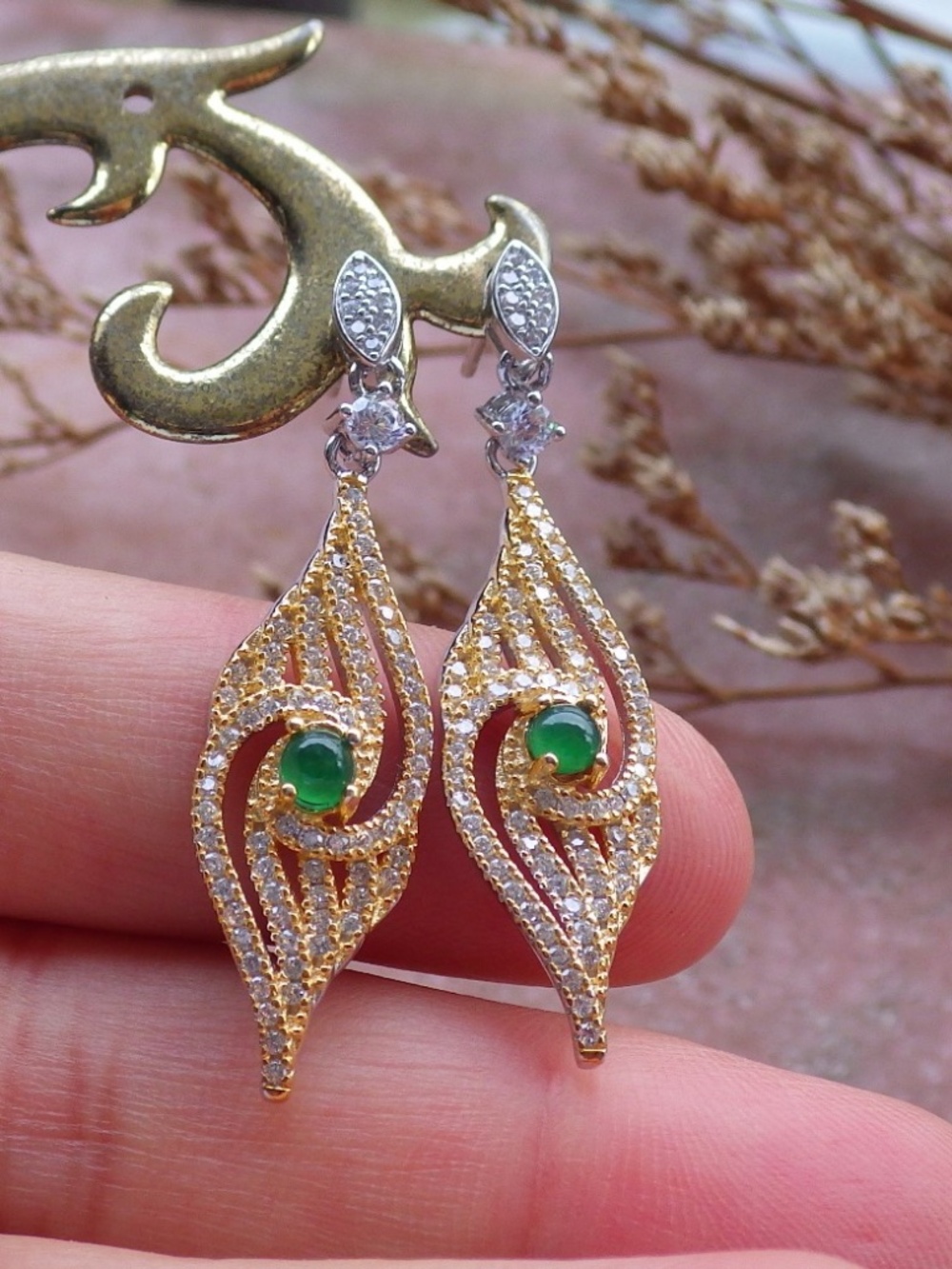 Certified Sterling Silver 925 Natural A Jade Jadeite Dangle Earring Earrings